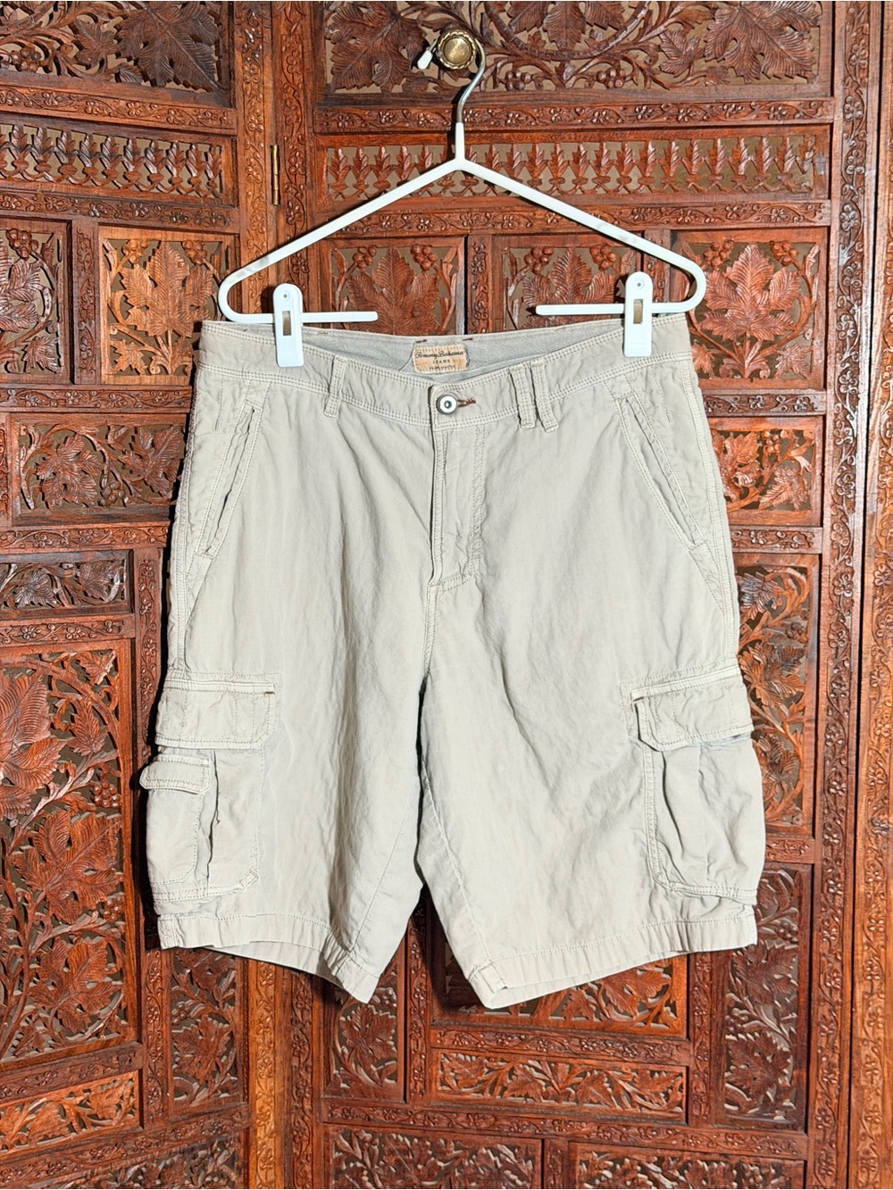 Vintage Tommy Bahama Cargo Short Men’s Khaki Utility Relaxed Fit Y2K 100% Cotton